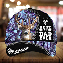 Maxcorners Best Buckin' Dad Ever Deer Hunting Camo Pattern 3D Multicolor Personalized Cap