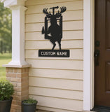 Maxcorners Personalized Deer Hunting Metal Sign WITH LED/WITHOUT LED, Rustic Wall Decor for Cabin, Lodge, Mancave, Unique Wildlife Gift LM0110