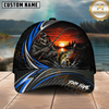 Maxcorners Fishing Skull Angler Blue Wave Personalized 3D Cap