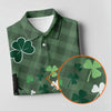 Maxcorners Green Checkered Leprechaun Shamrock St Patrick's Day Golf Shirt, Performance Golf Shirt, Polo Shirts For Men