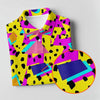 Maxcorners Retro 80s Neon Geometric Shapes Yellow Golf Shirt, Ladies Golf Tops, Golf Polo For Women, Women’s Golf Apparel LM1507