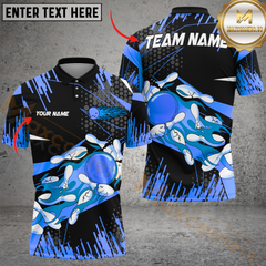 Maxcorners Bowling Golden Blast Personalized Name Men And Women 3D Polo Shirt Custom Bowling Team Jersey (4 Colors)