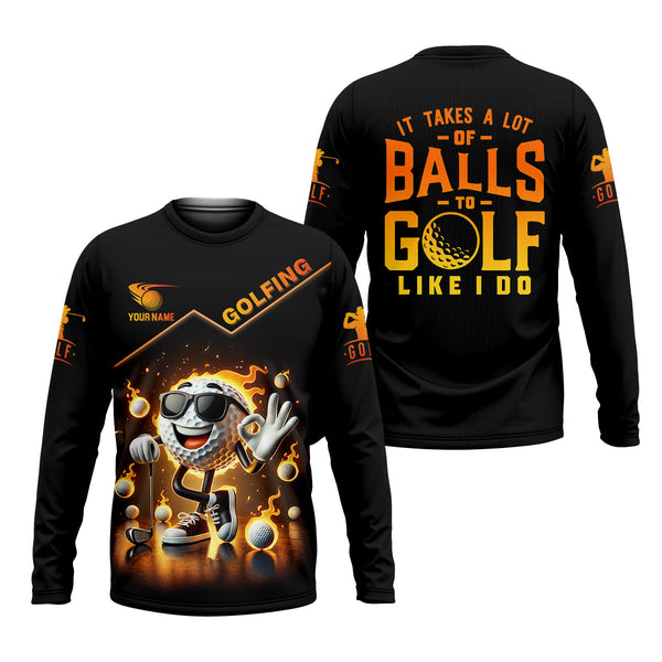 Maxcorners It Takes a Lot of Balls to Golf the Way I Do Custom Men's Golf Polo Shirt, Funny Golf Shirt, Dad Golf Gift