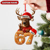 Maxcorners Personalized Deer Christmas Ornament, 67 Gingerbread Number Decoration 2025, Funny Buck Birthday Holiday Tree Gift MT2411