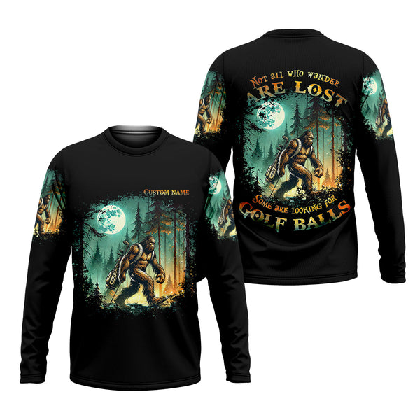 Maxcorners Not All Who Wander Are Lost Custom Bigfoot Men's Golf Polo Shirt, Funny Golf Shirt, Dad Golf Gift