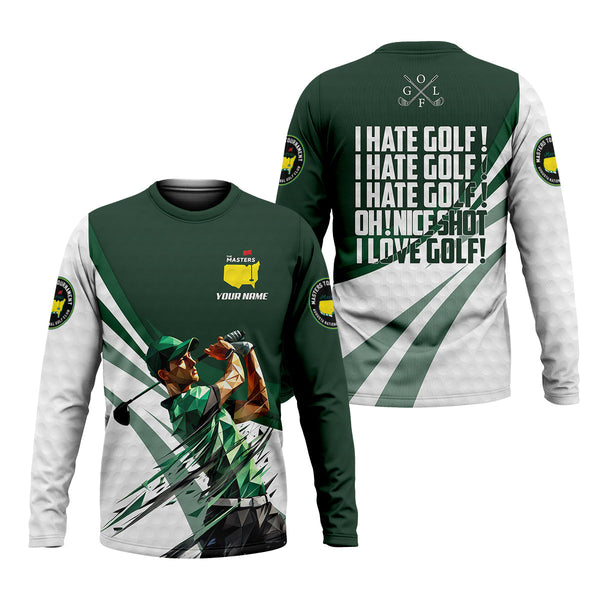 Maxcorners I Hate Golf Augusta Masters Tournament Custom Men's Golf Polo Shirt, Funny Gift For Golfer