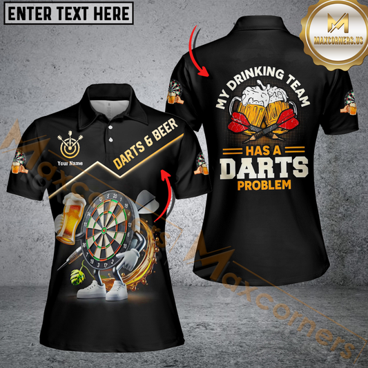 Maxcorners My Drinking Team Has A Darts Problem-Animated Dartboard Holding Beer T Shirt, Gift For Darts Lovers LM0509