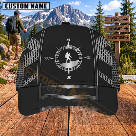Maxcorners Hiking Compass Hiker Outdoor Adventure Personalized Name 3D Cap