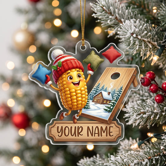 Maxcorners Cornhole Christmas Corn Character Design Customized Name 3D Keychain And Ornament