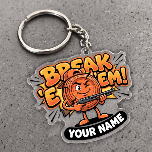 Maxcorners Clay Shooting Break Em Funny Clay Target With Shotgun Customized Name 3D Keychain And Ornament