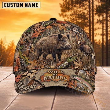 Maxcorners Bear Hunting Woodland Camo Wild By Nature Personalized Name 3D Cap