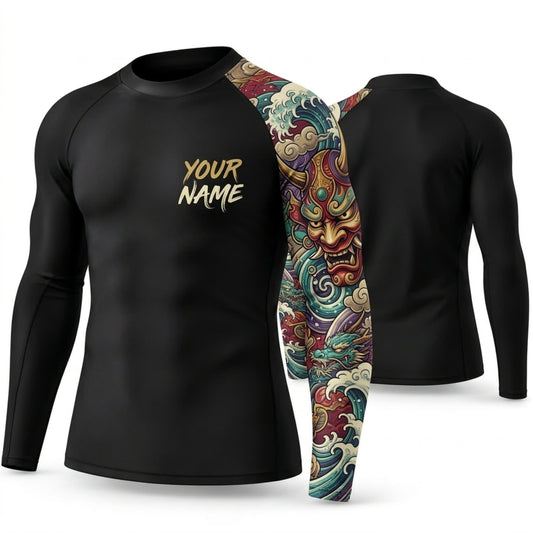 Maxcorners Personalized Traditional Tattoo Black Shirt with Ornamental Multicolor Sleeve 3D All Over Printed Shirts, Best Gifts for Tattoo Lovers