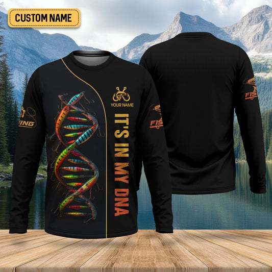 Maxcorners It's In My DNA Fishing UPF Shirts, Funny Fishing Shirt, Men Jersey, Presents For Fishermen