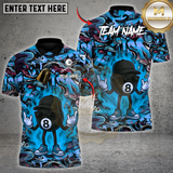 Maxcorners Billiards HipHop 8 Ball Fire Custom Name, Team Name 3D Shirt