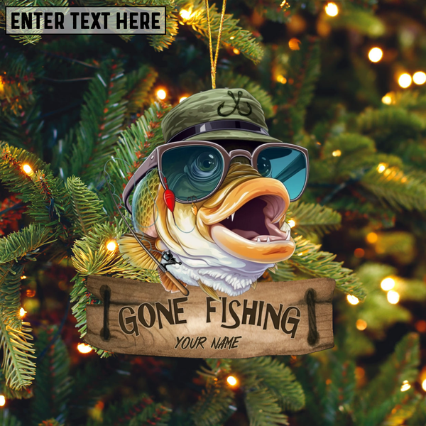 Maxcorners Gone Fishing Fishing Bass Fish Fisherman - Personalized Acrylic Ornament