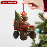 Maxcorners Personalized Funny Deer Truck Acrylic Christmas Ornament - Custom Name Gift for Hunters & Outdoor Lovers LM0411