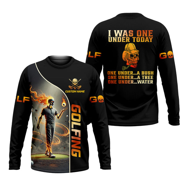 Maxcorners I Was One Under Today Custom Men's Golf Polo Shirt, Funny Skull Golf Shirt, Dad Golf Gift