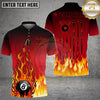 Maxcorners Billiards 8 Ball American Flag Burning Spirits Personalized Name Shirt (4 Colors)