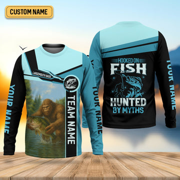 Maxcorners Hooked On Fish, Largemouth Bass Fishing, Funny Fishing Shirt, UV Protection Clothing, Mens Casual Shirts