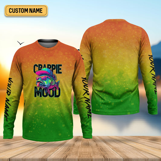 Maxcorners Crappie Mood Green Yellow Orange Fishing UPF Shirts, Funny Fishing Shirt, Gift For Fisherman