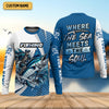 Maxcorners Skeleton Fishing Shirts, Where The Sea Meets The Soul, SPF Long Sleeve Shirts, Fishing Shirts For Men