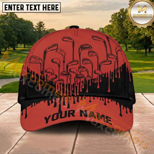 Maxcorners Golf Red Paint Drip Personalized Cap