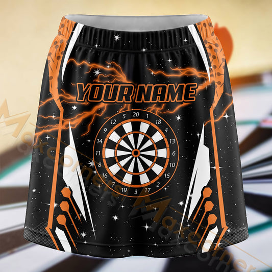 Maxcorners Darts Orange Speed Stripe Dartboard Personalized 3D Skort, Skirts With Shorts