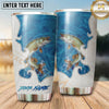 Maxcorners Fishing Tumbler White Blue Ornamental Ocean Design Personalized Name Tumbler (13 Species)