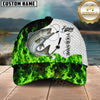 Maxcorners Fishing Water Green Flame Multi Options Personalized Name 3D Cap (12 Fish Species)
