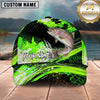 Maxcorners Fishing Vibrant Neon Green Splash with Dynamic Fishing Action and Bold Design Personalized Name 3D Cap (13 Fish Species)