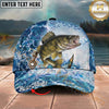 Maxcorners Fishing Ocean Bubble Artwork Personalized Name 3D Cap (12 Fish Species)