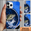 Maxcorners Fishing Dual Tone Swirl Wave Graphic Personalized Name Phone Case (12 Fish Species)