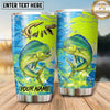 Maxcorners Fishing Tumbler Lime Yellow Abstract Camouflage Design Personalized Name Tumbler (13 Species)
