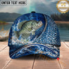 Maxcorners Fishing Ocean Scale Dynamic Splash Personalized Name 3D Cap (12 Fish Species)