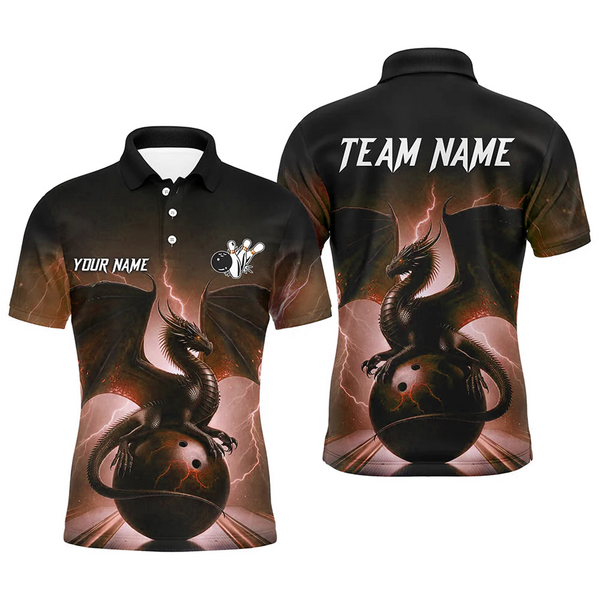 Maxcorners Lightning Thunder Dragon Bowling Ball And Pins Team League Multicolor Option Customized Name 3D Shirt