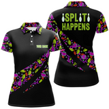 Maxcorners Bowling And Pins Split Happens Multicolor Option Customized Name 3D Shirt For Women