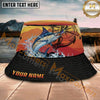 Maxcorners Fishing Compass Lure Sunset Splash Personalized Name 3D Bucket Hat (12 Fish Species)