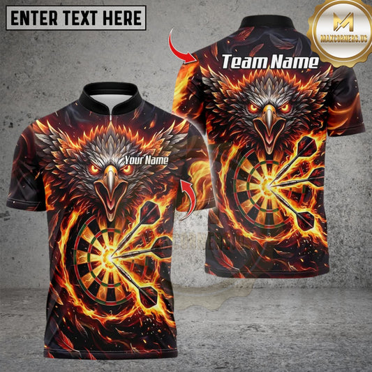 Maxcorners Darts Fire Eagle Multicolor Customized Name, Team Name 3D Shirt