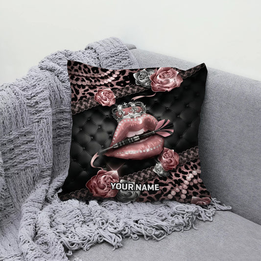 Maxcorners Darts Queen Lips Crown Roses Customized Name 3D Pillow
