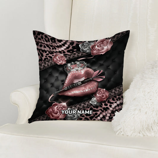Maxcorners Darts Queen Lips Crown Roses Customized Name 3D Pillow