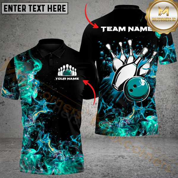 Maxcorners Bowling Explosive Strike Multicolor Customized Name, Team Name 3D Shirts