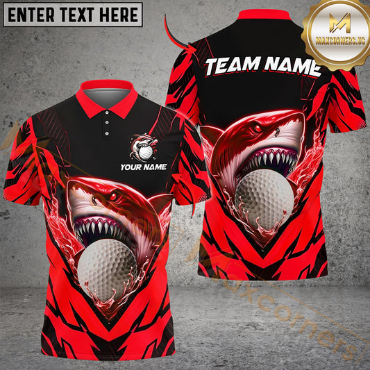 Maxcorners Golf Angry Shark Personalized Name, Team Name 3D Shirt (4 Colors)
