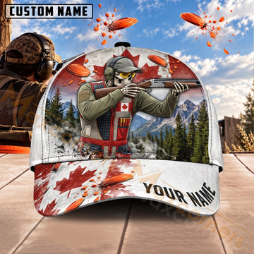 Maxcorners Trap & Skeet Shooting Canadian Flag Shooter Personalized Name 3D Cap
