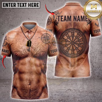 Maxcorners Darts Tattooed Muscular Body Dartboard Personalized Name 3D Unisex Shirt