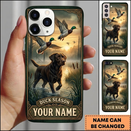 Maxcorners Duck Hunting Retriever Dog Rustic Waterfowl Sunset Personalized Name 3D Phone Case