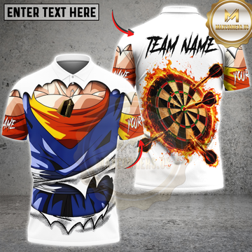 Maxcorners Darts Saiyan Power Flaming Bullseye Personalized Name 3D Unisex Shirt