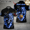 Maxcorners Billiards 8 Ball 9 Ball Flame American Flag Skull Customized Name, Team Name 3D Shirt (4 Colors)