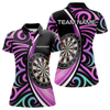 Maxcorners Funny Neon Purple Tribal Dart Shirts For Men – Custom Team Darts Jersey Polo & Quarter Zip LM1605
