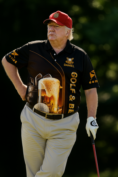 Maxcorners Golf And Beer Custom Men's Funny Graphic Golf Polo Shirt, Dad Golf Gift