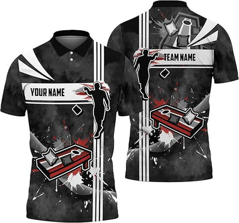 Maxcorners Custom Name Flame Cornhole Paint Pattern 3D Shirt For Team